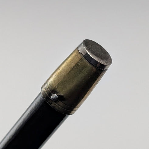 1920s-30s British vintage black shaft curved handle sterling silver decorated walking stick 78cm